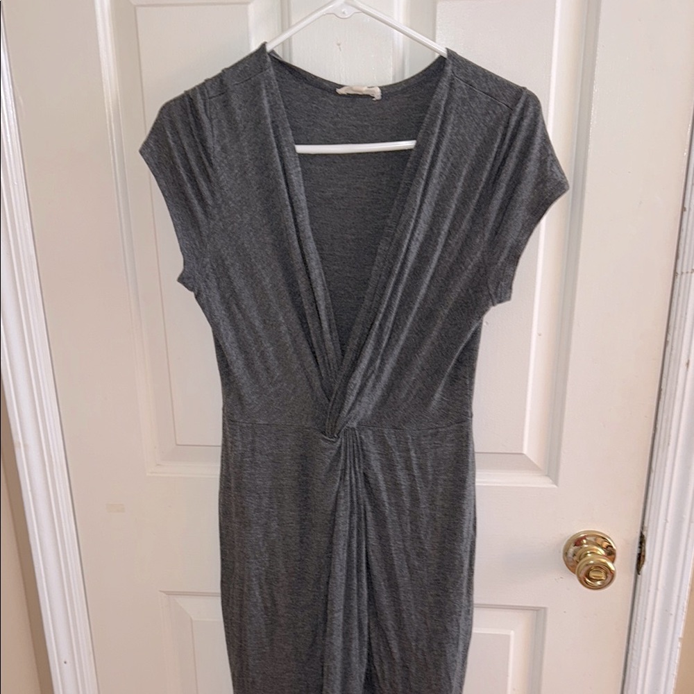 Rolla Coster Gray Wrap Tie Front Midi Dress large